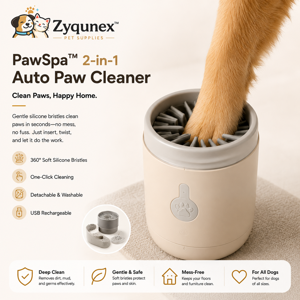 🐾 **Zyqunex™ PawGlow Pro – Smart Paw Cleaning Cup**