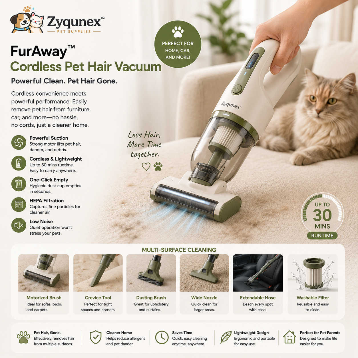 🧹 **Zyqunex™ CleanSweep Cordless Fur Vacuum**